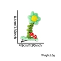 Green plush flower and mushroom hair clip with spring detail for birthday parties - Standing Neon Green Flower Hair Clip