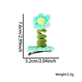 Green plush flower hair clip with dimensions and weight displayed on white background - Standing Peacock Blue Flower Hair Clip