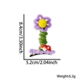 Plush flower hair clip with purple petals and mushroom detail including size measurements - Standing Purple Flower Hair Clip