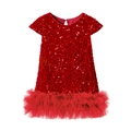 Vibrant red sequin dress for girls with tiered mesh tutu skirt and hollow back design - Red (Autumn/Winter Style) / 120cm