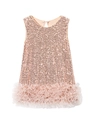 Mouwloze tutu-jurk voor meisjes met roségouden pailletten en gelaagde tule rok - Champagne / 120cm