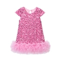 Sleeveless pink sequin tutu dress for girls with tiered mesh hemline and sparkling details - Pink (Autumn/Winter Style) / 120cm