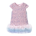 Pink sequin tutu princess dress with gradient pastel mesh skirt for girls - Pastel Multicolor (Autumn/Winter Style) / 120cm