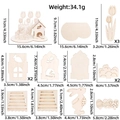 DIY Easter 3D wooden puzzle set with hollow cottage, rabbit, and tulips for table decor - Rabbit Egg Flower Cabin Style