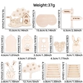 Detailed size guide and component breakdown for Easter wooden puzzle with weights - Rabbit Egg Tree Cabin Style