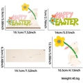 Detailed view of 3D Happy Easter wooden bunny sign with dimensions and assembly parts - Rabbit Flower Letters Style