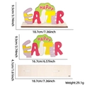 Detailed dimensions of Happy Easter wooden tabletop sign with assembly base and weight - Happy Easter Letters Style