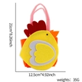 Easter cartoon yellow chick gift bag in non-woven felt fabric with size measurements - Hen Style