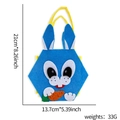 Blue felt Easter bunny gift bag with yellow handle and carrot decor in 21x13.7cm size - Blue Rabbit Print