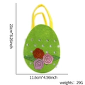 Green egg-shaped Easter candy bag made of felt with decorative roses and yellow handle - Green Easter Egg Style