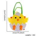 Yellow chick Easter felt gift bag with white eggshell base and green handle 21x14.5cm - Eggshell Chick