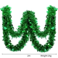2m St. Patrick's Day green tinsel garland with shiny shamrock ornaments 26g - 2m Green Shamrock Garland
