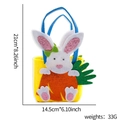 Yellow Easter felt gift bag featuring a white rabbit, blue handle and 21cm height dimension - White Rabbit with Carrot Style