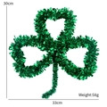 Green tinsel shamrock wreath for St. Patrick's Day measuring 33x30cm and weighing 58g - Clover (unpackaged)