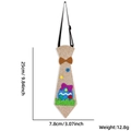 Brown Easter glitter necktie with blue egg pattern and 25cm size measurements - Tie with Grass and Easter Egg