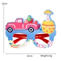 Light blue Easter party glasses with pink pickup truck and bunny decorations - Egg Bunny Car Blue Base Style