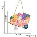 Easter carrot cart wooden sign with bunny and colorful eggs decoration for door hanging - Rabbit with Egg Cart
