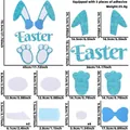 Blaues Glitzer-Ostern-Hase Filz-Wandaufkleber-Set mit detaillierten Maßangaben - Blau Ostern Hase Stil