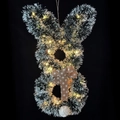 Dettaglio ghirlanda pasquale a forma di coniglio con luci LED calde e fiocco a pois - Stile Coniglio Verde Ghiacciato a Luce Calda