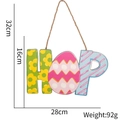 Easter wooden HOP door sign with colorful bunny egg patterns, 28cm width hanging decor - HOP Letter Style