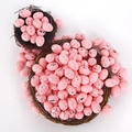 Uova di Pasqua in schiuma rosa maculate in nidi di vimini marroni per decorazioni - 2.5cm / Rosa