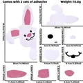 DIY Easter bunny wall decal size chart with 38x26.2cm dimensions and parts specifications - Big White Rabbit Style