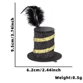 Mini haut-de-forme noir avec ruban doré pailleté et plume pour la fête du Nouvel An - Chapeau de forme plume