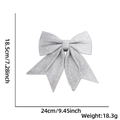 Silberner Glitzer Weihnachts-Schleifen-Ornament mit Maßangaben in 24x18,5cm auf Weiß - Silber Nr. 5