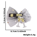 Haarklammer mit schwarzer Netzschleife, goldenen Sternen und Sektflaschen-Motiv-Maßen - Neujahr Haarspange / Champagner & Gläser
