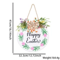 Decoración de puerta Feliz Pascua con tablero blanco tulipanes rosas y lazo decorativo - Letrero de madera redondo con letras de lirio