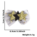Haarklammer mit Stern-Schleife aus schwarzem Netz und Gold-Pailletten für Neujahr - Neujahr Haarspange / Drei Sterne Schleife