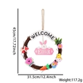 Corona de Pascua con conejo Happy Easter, setas y zanahorias, decoración de 45cm x 31,5cm - Corona de ratán de bienvenida con conejo abrazado