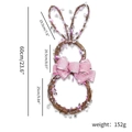 Ghirlanda pasquale coniglio in rattan con fiocco rosa, luci LED viola e stelle - Luce Rosa Viola (Grande)