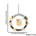 Easter rabbit wooden wreath decoration with Welcome sign and Happy Easter bunny pattern - Bunny Flower Basket Welcome Rattan Wreath