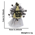 Gold glitter New Year party hat clip with black mesh veil and stars decoration - HAPPY NEW YEAR Hat