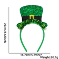 Detail of St. Patrick's Day sequined green hat headband with size measurements - Big Top Hat