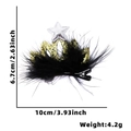 Glitter crown hair clip with black feathers and silver star for party styling - Star Crown