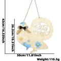 Easter turkey wooden door sign with blue floral pattern and Easter text hanging ornament - Floral Hen