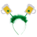 St. Patrick's Day Haarreif mit grünen Federn und Kleeblatt-Bierkrug-Dekoration - Bierkrug Haarreif