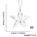 Set di 3 decorazioni a stella trasparenti per albero di Natale con nastri bianchi - Stella a cinque punte trasparente (3 pezzi/confezione)