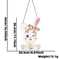Easter bunny wooden door sign with pink ears and striped egg detail for home decor - Rabbit with Egg