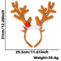 Christmas reindeer antler headband with brown plush fabric, bells and LED light beads - With LED Lights / Long Brown Plush Reindeer Antler With Bells