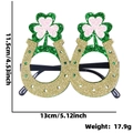 Glittery St. Patrick's Day glasses with green clover and gold horseshoe designs - Shamrock Horseshoe Style
