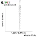 Set of 6 transparent Christmas icicle ornaments with spiral texture 13.5cm height - Transparent Icicle Style (6 Pcs/Pack)