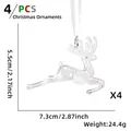 Set of 4 clear reindeer Christmas ornaments with white ribbons for festive tree decoration - Small Transparent Reindeer Style (4 Pcs/Pack)