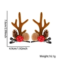 Fermagli per capelli a corna di renna di Natale con pompon, pigne e bacche rosse - Corna Marroni con Pompon Fungo Pigna