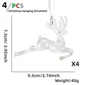 Set of 4 transparent acrylic reindeer hanging ornaments for Christmas tree decoration - Large Transparent Reindeer Style (4 Pcs/Pack)