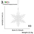 Set of 3 clear plastic snowflake ornaments with white hanging strings for Christmas decor - Transparent Snowflake Type B (3 Pcs/Pack)