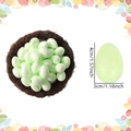 Easter foam egg set with 4x3cm light green eggs and a woven brown bird nest - Extra Large / Easter Green Glitter Eggs