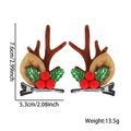 Weihnachts-Rentier-Haarspangen mit grünen Blättern und roten Bommeln auf weißem Grund - Rote Beeren Braun Geweih